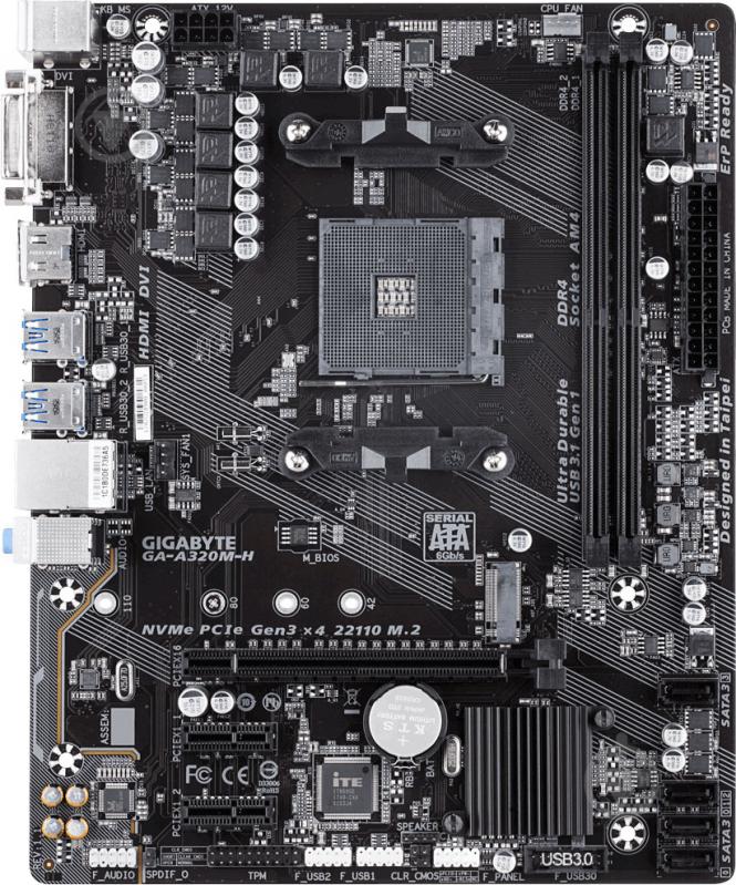 Материнська плата Gigabyte GA-A320M-H (Socket AM4, AMD A320, mirco ATX) - фото 2