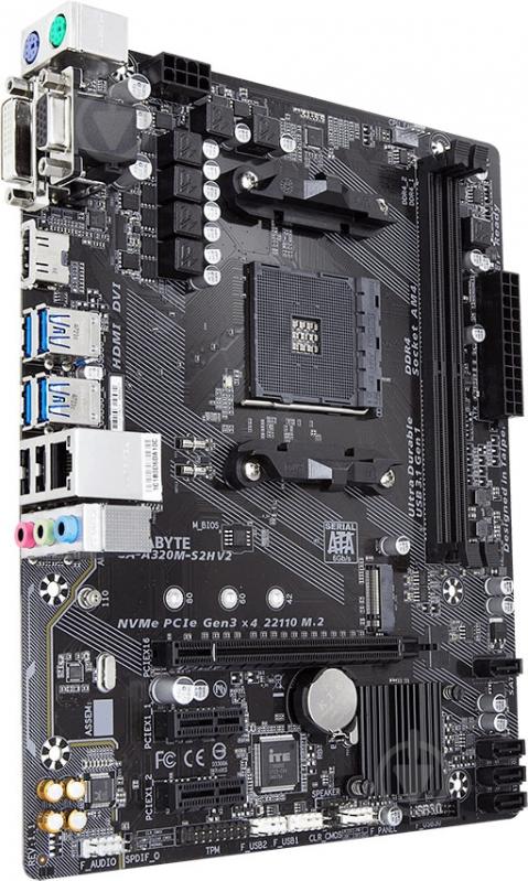 Материнская плата Gigabyte GA-A320M-S2H V2 (Socket AM4, AMD A320, mirco ATX) - фото 4 Материнская плата Gigabyte GA-A320M-S2H V2 (Socket AM4, AMD A320, mirco ATX) - фото 4