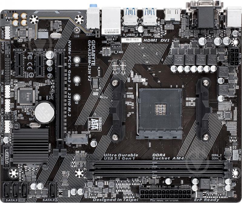 Материнская плата Gigabyte GA-A320M-S2H V2 (Socket AM4, AMD A320, mirco ATX) - фото 5 Материнская плата Gigabyte GA-A320M-S2H V2 (Socket AM4, AMD A320, mirco ATX) - фото 5