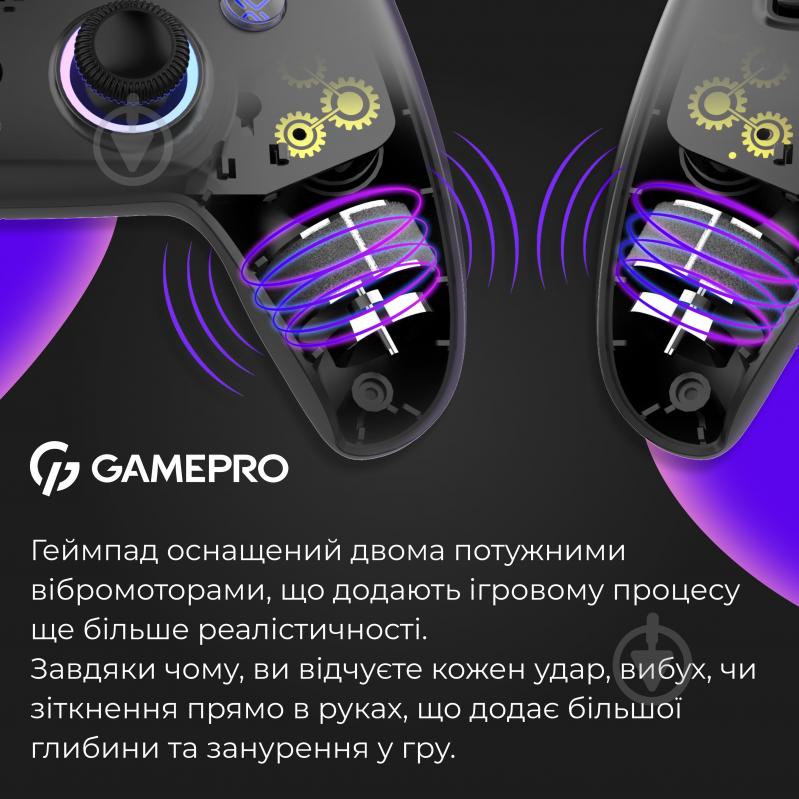 Геймпад бездротовий GamePro GPS20B 2.4G/BT 5.1/USB (Switch/PC/PS/iOS/Android) RGB Black - фото 13