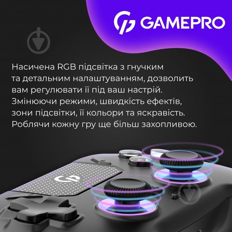 Геймпад бездротовий GamePro GPS20B 2.4G/BT 5.1/USB (Switch/PC/PS/iOS/Android) RGB Black - фото 15