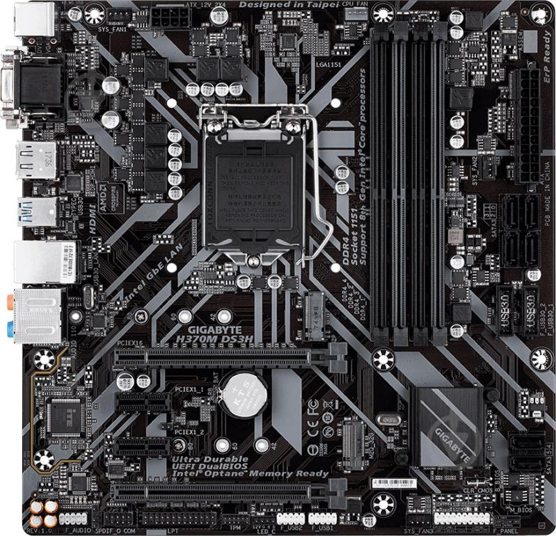 Материнська плата Gigabyte H370M DS3H (Socket 1151, Intel H370, mirco ATX) - фото 2