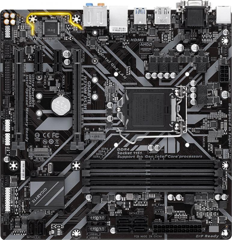 Материнская плата Gigabyte H370M DS3H (Socket 1151, Intel H370, mirco ATX) - фото 1