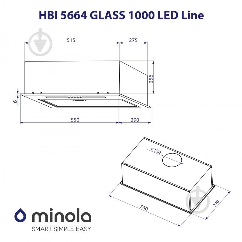 Вытяжка Minola HBI 5664 WH GLASS 1000 LED Line полновстраиваемая - фото 10