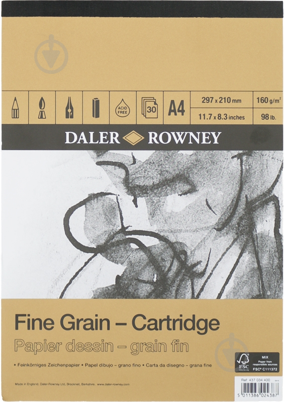 Склейка Cartridge середнє зерно  A4 21х29,7 см 160 г/м² 30 сторінок Daler-Rowney - фото 1