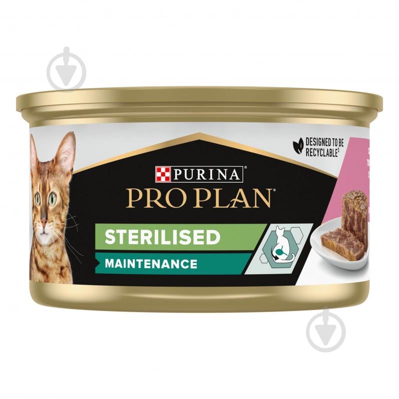 Консерва для котів ProPlan by Purina Sterilised паштет з тунцем і лососем 85 г - фото 1