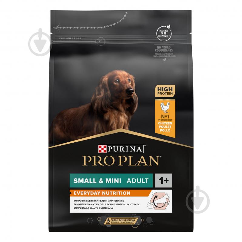 Корм сухой ProPlan by Purina Small&Mini Adult 1+ Everyday Nutrion для взрослых собак с курицей 3 кг - фото 1