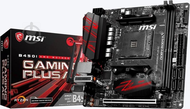 Материнська плата MSI B450I_GAMING_PLUS_AC (Socket AM4, AMD B450, mini ITX) - фото 4