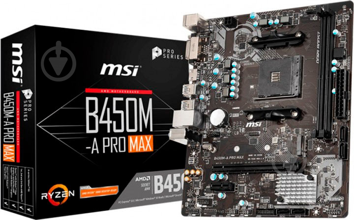 Материнская плата MSI B450M-A PRO MAX (Socket AM4, AMD B450, mirco ATX) - фото 4