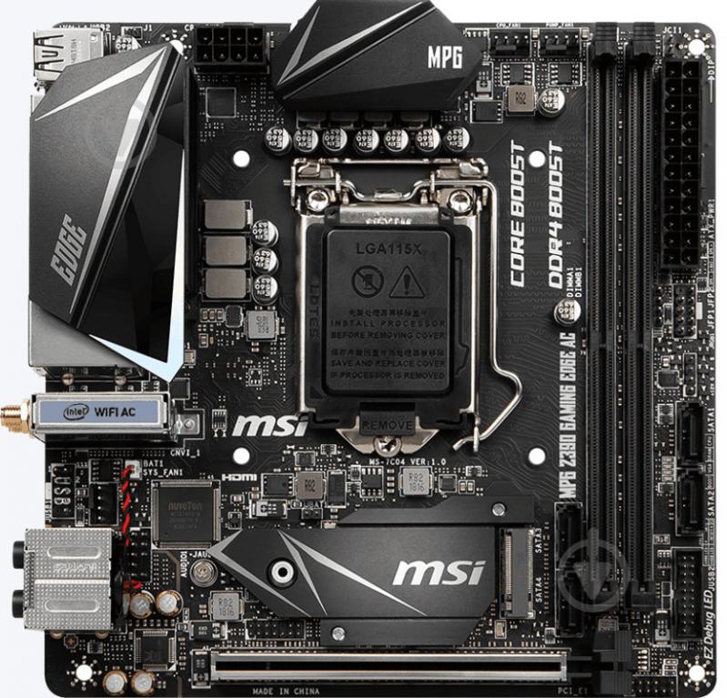 Материнська плата MSI MPG Z390I GAMING EDGE AC (Socket 1151, Intel Z390, mini ITX) - фото 1