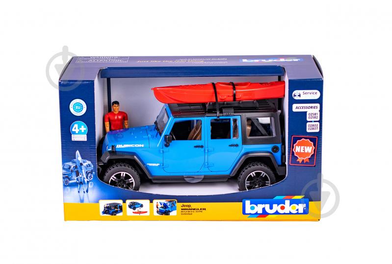 Автомодель Bruder Jeep Wrangler Rubicon Unlimited с каяком и фигуркой 1:16 02529 - фото 9