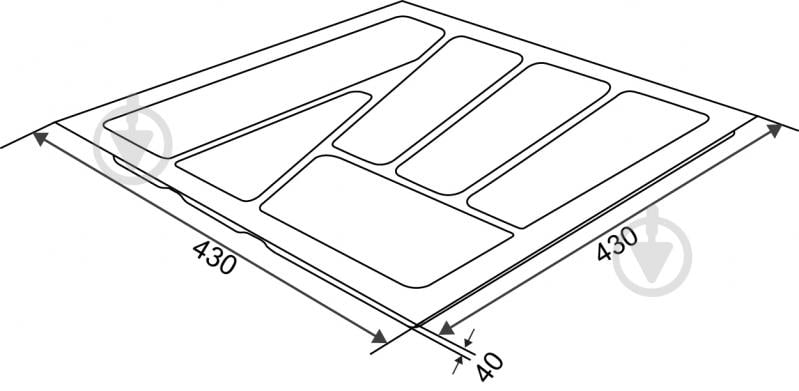 Лоток для столовых приборов Verso 430x430x40 мм фасад 500 мм пластиковый серый - фото 4