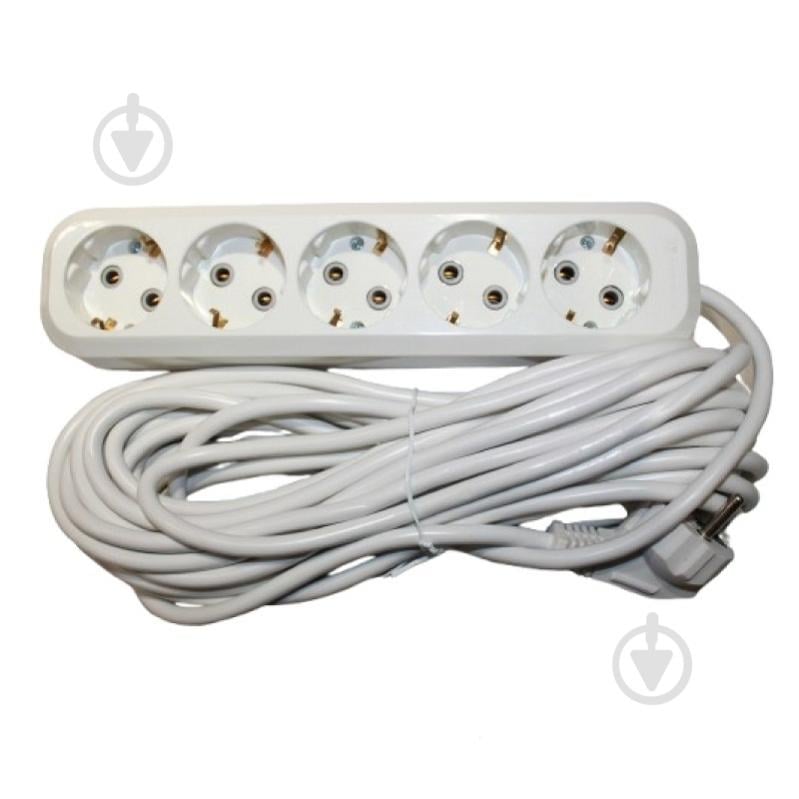 Удлинитель бытовой ElectroHouse с заземлением 5 гн. белый 10 м EH-2260 - фото 1