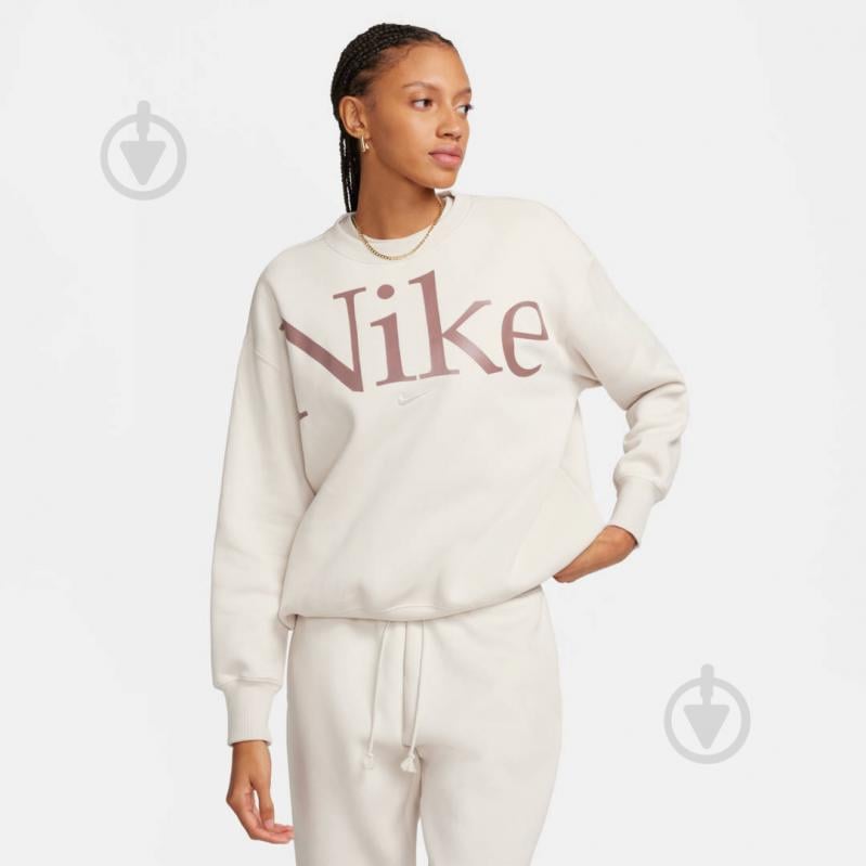 Світшот Nike W NSW PHNX FLC OS LOGO CREW FN3654-104 р.S бежевий - фото 1