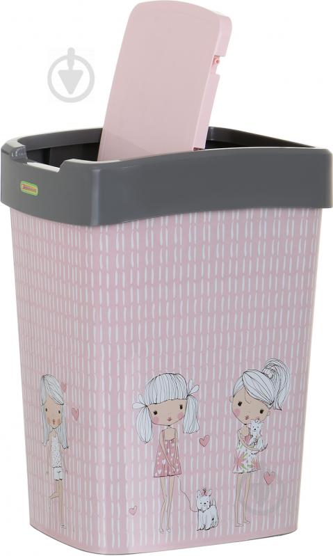 Контейнер для сміття Алеана Дівчатка 18 л рожевий/сірий 121067 - фото 2