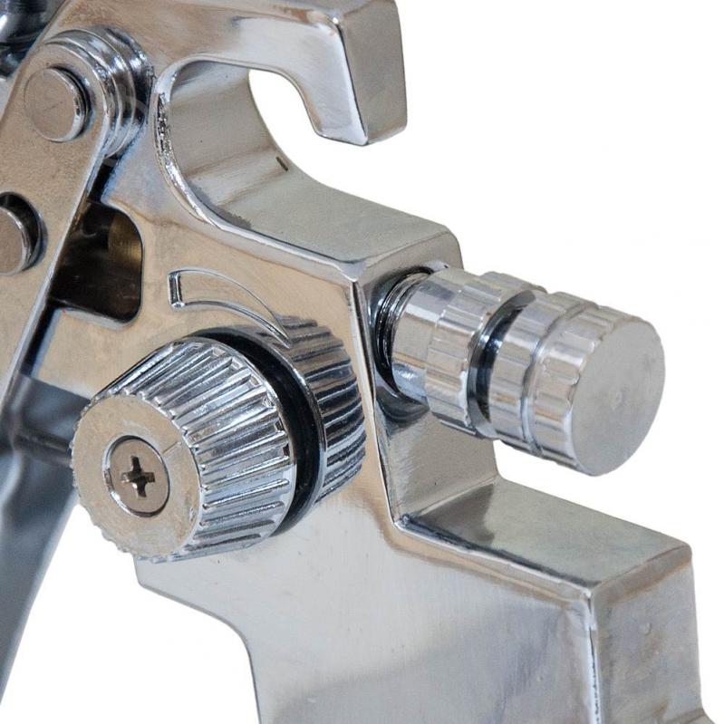 Краскораспылитель пневматический Sigma HVLP Ø 1.3+1.8 мм (хром) с верхним баком (пластиковый) 6812151 - фото 4