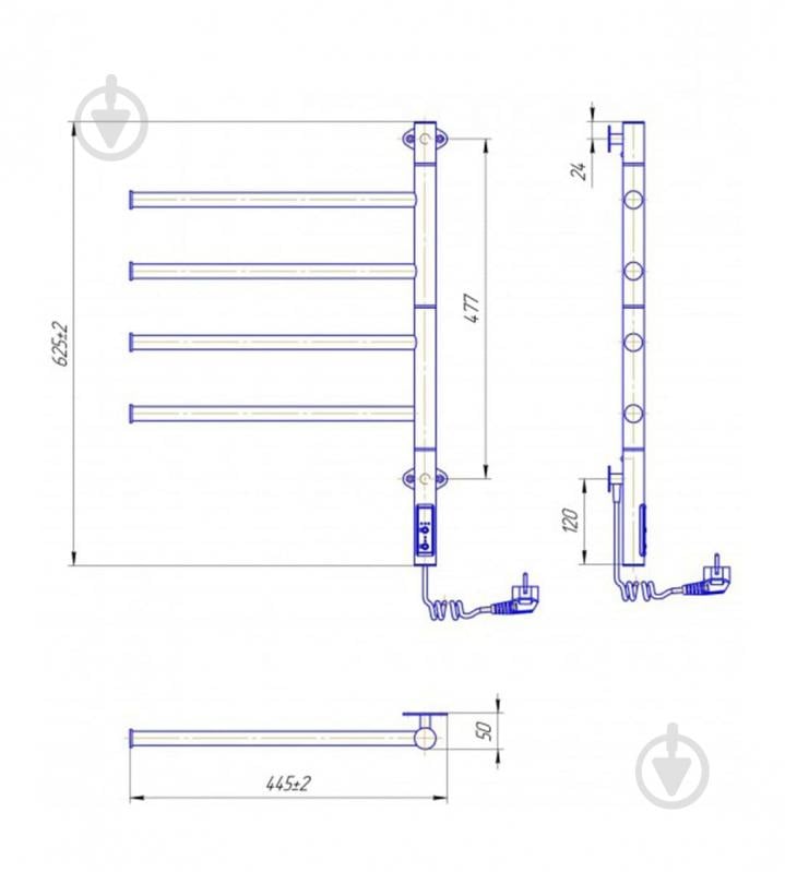 Полотенцесушитель электрический Mario Вєєр-I 600х445/55 електр. TR K (2.3.0407.11.P) - фото 8