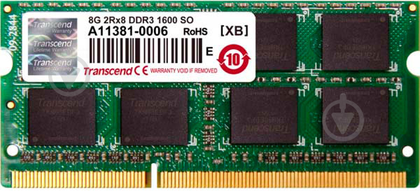 Оперативная память Transcend SODIMM DDR3 8 GB (1x8GB) 1600 MHz (JM1600KSH-8G) - фото 1