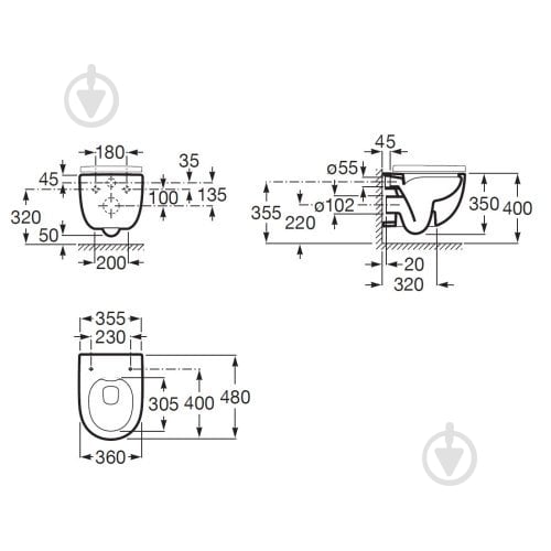 Унитаз подвесной ROCA TERAS A34H24B000 - фото 2