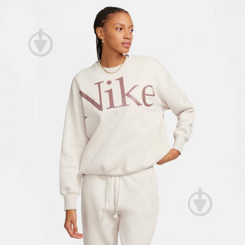 Світшот Nike W NSW PHNX FLC OS LOGO CREW FN3654-104 р.L бежевий - фото 1