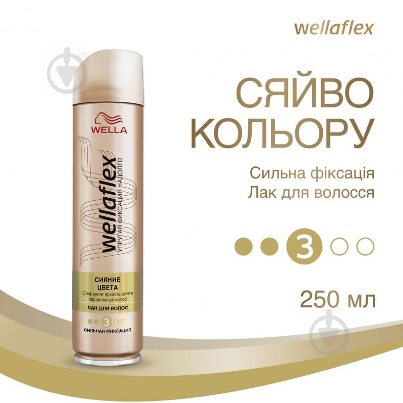 Лак для волос Wellaflex Сияние цвета сильная фиксация 250 мл - фото 1