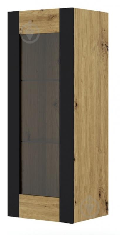 Вітрина BIM Furniture Mondi 1250х480х400 мм чорний матовий / дуб артізан / (HANGING_CABINET_GLASS_MONDI_12) - фото 1 Вітрина BIM Furniture Mondi 1250х480х400 мм чорний матовий / дуб артізан / (HANGING_CABINET_GLASS_MONDI_12) - фото 1