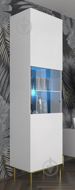 Вітрина BIM Furniture Ravenna 1д 2170х600х420 мм золотий / білий (RAVENNA_C_DIAMOND_MDF_HG_GLASS) - фото 5