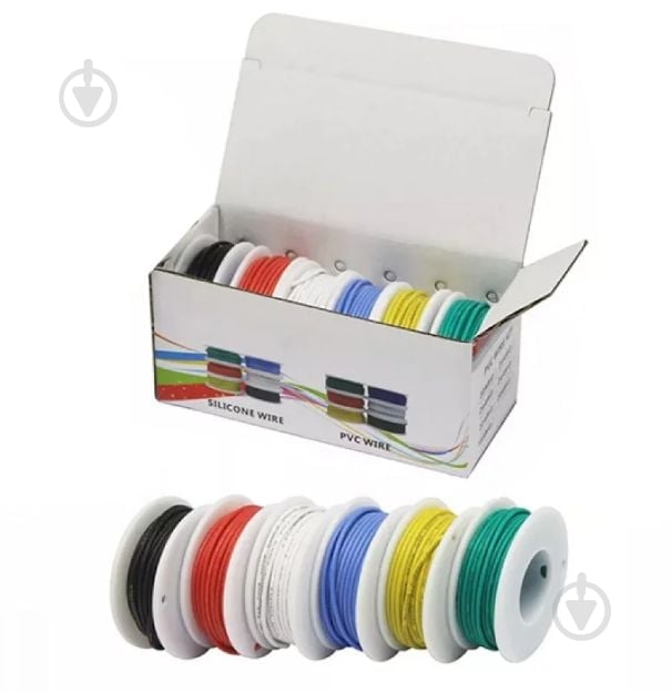 Провод силиконовый Profix 1x0,08 28AWG (0,08 кв.мм 16 жил) 6 цветов x 15 м медь луженая - фото 1 Провод силиконовый Profix 1x0,08 28AWG (0,08 кв.мм 16 жил) 6 цветов x 15 м медь луженая - фото 1