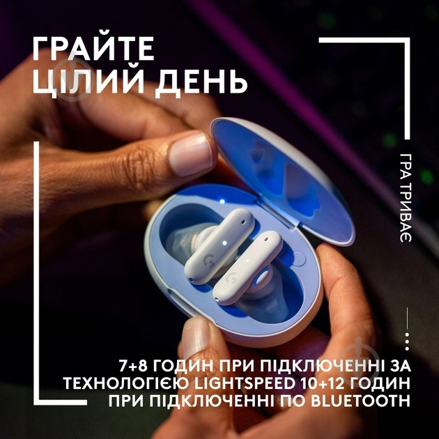 Навушники Logitech FITS True Wireless Gaming Earbuds white (L985-001183) - фото 4