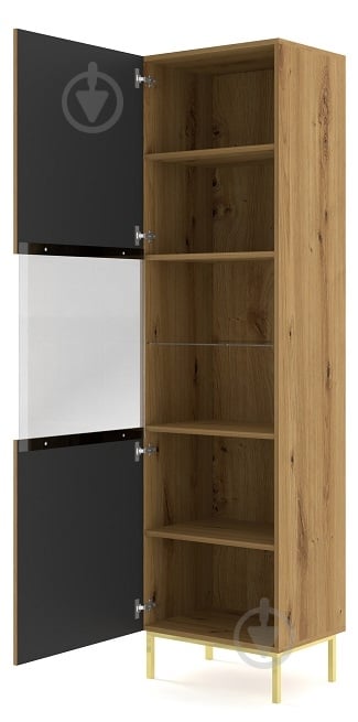 Вітрина BIM Furniture Ravenna 1д 2170х600х420 мм золотий / чорний матовийдуб артізан (RAVENNA_B_FOILED_MDF_GLASS_CAS) - фото 2 Вітрина BIM Furniture Ravenna 1д 2170х600х420 мм золотий / чорний матовийдуб артізан (RAVENNA_B_FOILED_MDF_GLASS_CAS) - фото 2