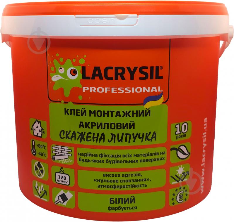 Клей універсальний монтажний Lacrysil Скажена Липучка акриловий білий 12 кг - фото 2