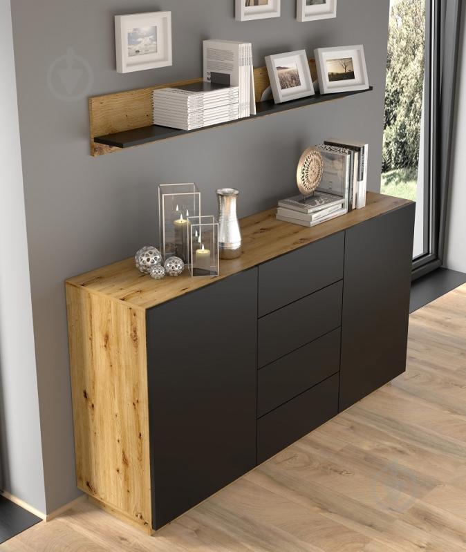 Комод BIM Furniture Aura 1640x890x410 мм дуб артізан/чорний матовий (AURA_KOM2D4S_DA) - фото 4 Комод BIM Furniture Aura 1640x890x410 мм дуб артізан/чорний матовий (AURA_KOM2D4S_DA) - фото 4