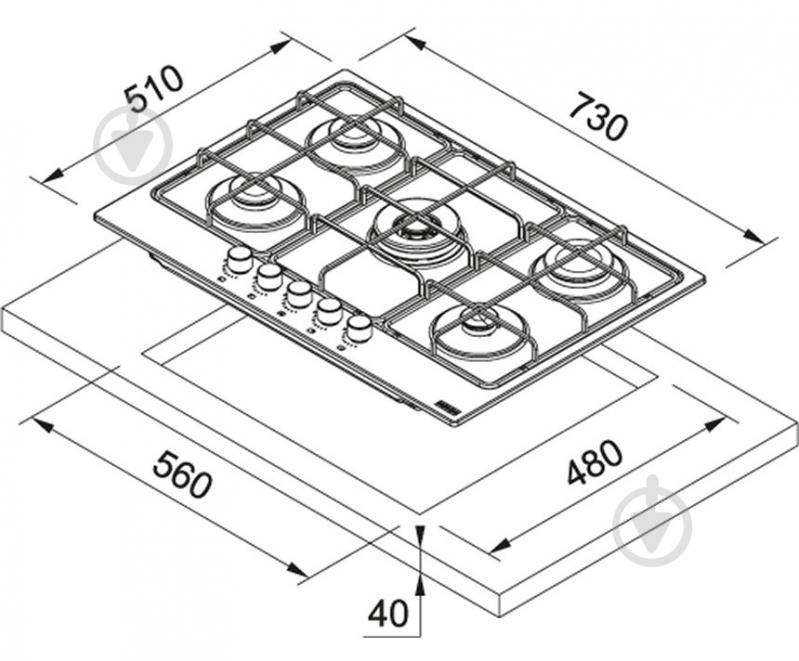 Варильна поверхня газова Franke FHSM 755 4G DC XS C (106.0554.394) - фото 2