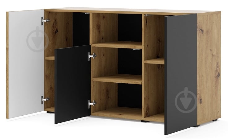 Комод BIM Furniture Auris 3д 1350x820x420 мм дуб артізан/чорний матовий (AURIS_KOM3D_DA_CM) - фото 2 Комод BIM Furniture Auris 3д 1350x820x420 мм дуб артізан/чорний матовий (AURIS_KOM3D_DA_CM) - фото 2