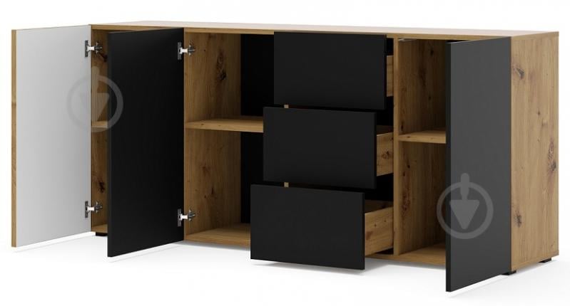 Комод BIM Furniture Auris 3д3ш 1800x820x420 мм дуб артізан/чорний матовий (AURIS_KOM_3D3S_DA) - фото 2 Комод BIM Furniture Auris 3д3ш 1800x820x420 мм дуб артізан/чорний матовий (AURIS_KOM_3D3S_DA) - фото 2