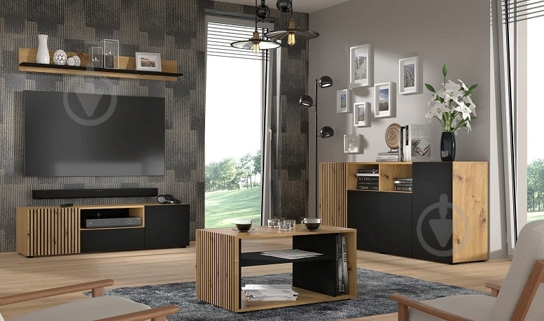 Комод BIM Furniture Auris 4д 1800x820x420 мм дуб артизан/черный матовый (AURIS_KOM4D_DA_CM) - фото 5 Комод BIM Furniture Auris 4д 1800x820x420 мм дуб артизан/черный матовый (AURIS_KOM4D_DA_CM) - фото 5