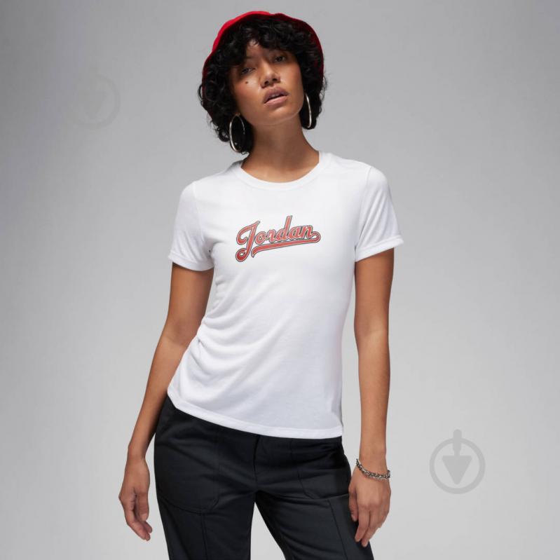 Футболка Jordan W J SS JORDAN SLIM TEE FN5389-100 р.XS белый - фото 1