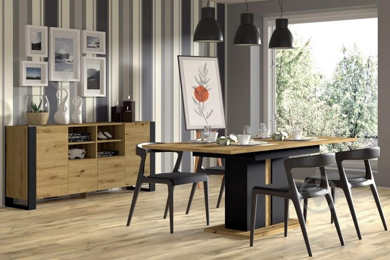 Комод BIM Furniture Mondi 1880x840x400 мм чорний матовий/дуб артізан (MONDI_KOM_2D2K_188_DA) - фото 4 Комод BIM Furniture Mondi 1880x840x400 мм чорний матовий/дуб артізан (MONDI_KOM_2D2K_188_DA) - фото 4