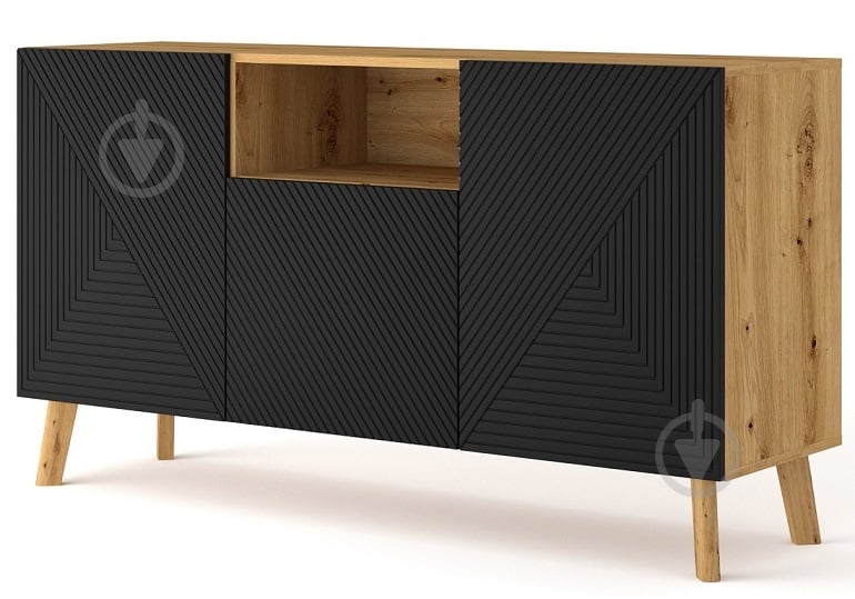 Комод BIM Furniture Luxi 1460x800x420 мм дуб артизан/черный матовый (LUXI_3D_146_KOMODA_ARTISAN) - фото 1
