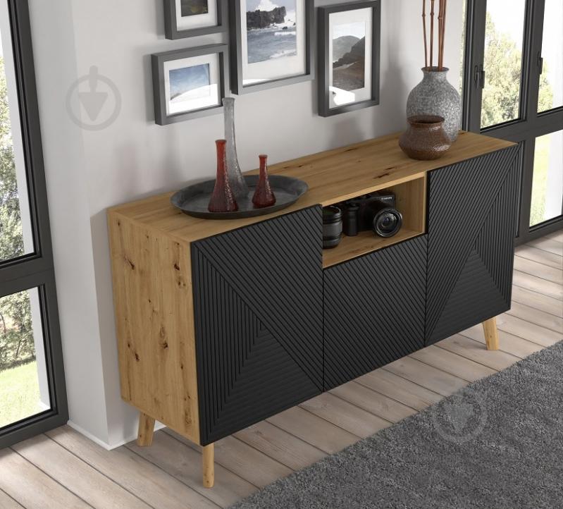 Комод BIM Furniture Luxi 1460x800x420 мм дуб артизан/черный матовый (LUXI_3D_146_KOMODA_ARTISAN) - фото 5