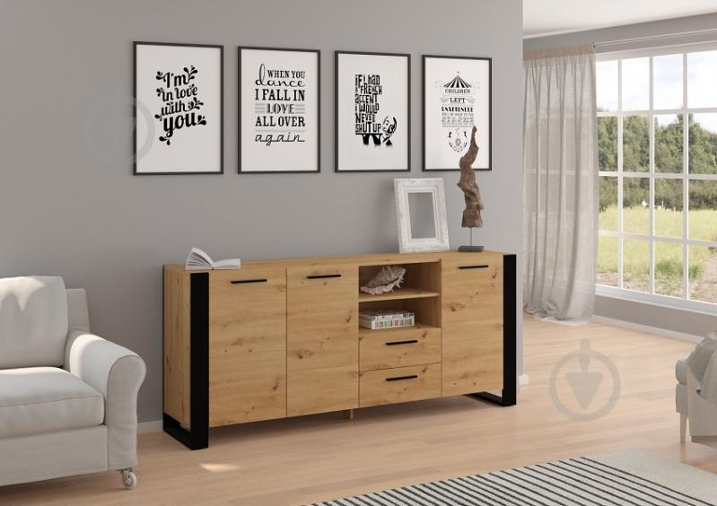 Комод BIM Furniture Nuka 3д2ш 1970x870x450 мм чорний матовий/дуб артізан (NUKA_D_ARTISAN) - фото 4 Комод BIM Furniture Nuka 3д2ш 1970x870x450 мм чорний матовий/дуб артізан (NUKA_D_ARTISAN) - фото 4