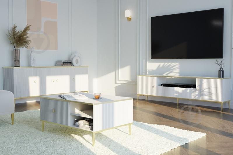 Комод BIM Furniture Petra 4д 1820x730x400 мм золотий/білий матовий (PETRA_CABINET_182_4D_WHITE_MAT) - фото 7 Комод BIM Furniture Petra 4д 1820x730x400 мм золотий/білий матовий (PETRA_CABINET_182_4D_WHITE_MAT) - фото 7