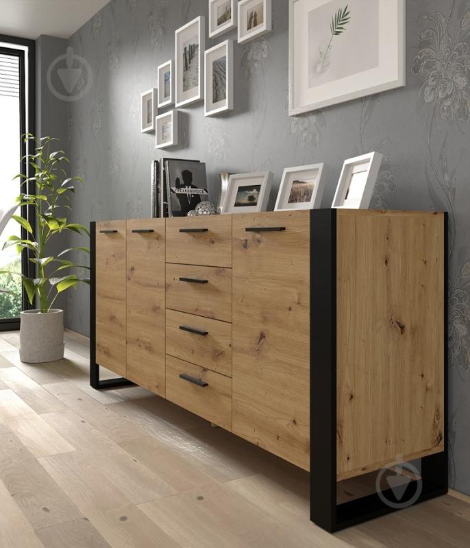 Комод BIM Furniture Nuka 3д4ш 1970x870x450 мм чорний матовий/дуб артізан NUKA_K_ARTISAN - фото 5 Комод BIM Furniture Nuka 3д4ш 1970x870x450 мм чорний матовий/дуб артізан NUKA_K_ARTISAN - фото 5