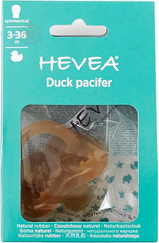 Соска-пустушка Hevea Duck симетрична від 0 до 3 місяців Жовтогаряча - фото 17