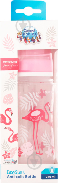 Пляшечка Canpol Babies для годування антиколікова з широким отвором PP - Jungle 240 мл. рожева - фото 5