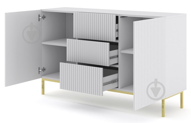 Комод BIM Furniture Ravenna 2д3ш 1500x890x420 мм золотий/білий матовий (RAVENNA_B_FOILED_MDF_CABINET_2) - фото 2 Комод BIM Furniture Ravenna 2д3ш 1500x890x420 мм золотий/білий матовий (RAVENNA_B_FOILED_MDF_CABINET_2) - фото 2