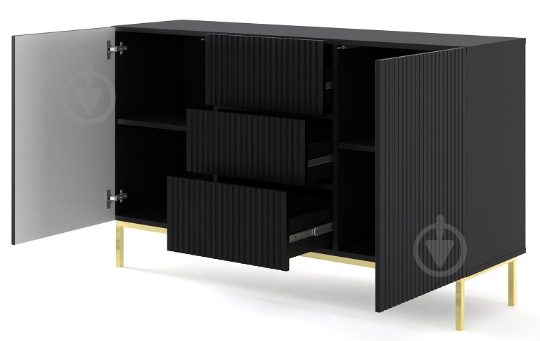 Комод BIM Furniture Ravenna 2д3ш 1500x890x420 мм золотой/черный матовый (RAVENNA_B_FOILED_MDF_CABINET_2) - фото 2 Комод BIM Furniture Ravenna 2д3ш 1500x890x420 мм золотой/черный матовый (RAVENNA_B_FOILED_MDF_CABINET_2) - фото 2
