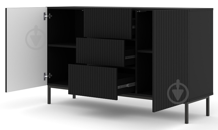 Комод BIM Furniture Ravenna 2д3ш 1500x890x420 мм чорний матовий/чорний матовий (RAVENNA_B_FOILED_MDF_CABINET_2) - фото 2 Комод BIM Furniture Ravenna 2д3ш 1500x890x420 мм чорний матовий/чорний матовий (RAVENNA_B_FOILED_MDF_CABINET_2) - фото 2