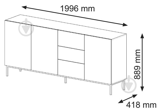 ᐉ Комод BIM Furniture Ravenna 3д3ш 2000x890x420 мм чорний/чорний ...