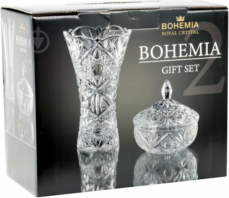 Набор предметов Bohemia Ваза и сахарница 25 см прозрачная Bohemia set 2 pcs 89001/250 + - фото 2